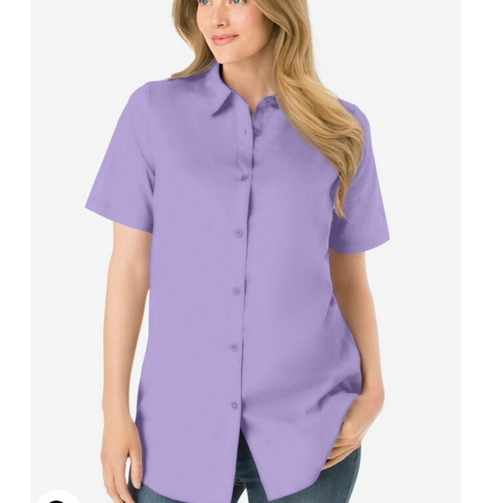 Woman Within plus size 18/20 Classic Button up short sleeve 100% cotton shirt